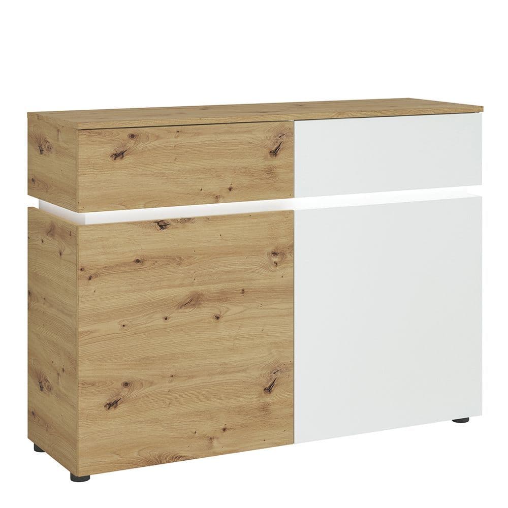 Nirvana Bright 2 door 2 drawer cabinet (including LED lighting) in White and Oak